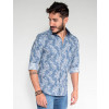 Camisa Atacado Estampada Masculina Revanche Itália Azul Lado