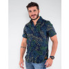 Camisa Atacado Florida Manga Curta Masculina Revanche Botsuana Azul Marinho Lado