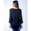 Camisa Atacado Manga 3/4 E Decote V Feminina Revanche Bebek Preto - Costas