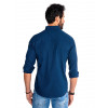 Camisa Atacado Manga Longa com Micro Estampa Masculino Revanche Bolonha Azul Escuro Costas