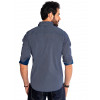 Camisa Atacado Manga Longa com Micro Estampa Masculino Revanche Bolonha Azul Marinho Costas