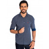 Camisa Atacado Manga Longa com Micro Estampa Masculino Revanche Bolonha Azul Marinho Frente