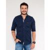 Camisa Atacado Manga Longa Masculina Revanche Delrick Azul Marinho Frente