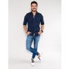 Camisa Atacado Manga Longa Masculina Revanche Delrick Azul Marinho Look