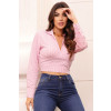 Camisa cropped com lastex atacado feminina Revanche Vitória Rosa