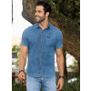 Camisa Jeans Com Elastano Atacado Masculina Revanche Satun Azul