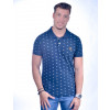 Camisa Polo Atacado com Microestampas de Passaro Masculino Revanche Vogel Azul Marinho Frente