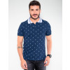 Camisa Polo Atacado Estampada Masculina Revanche Coqueiros Azul Marinho Frente