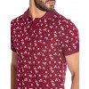 Camisa Polo Atacado Estampada Masculina Revanche Skull Vinho Detalhe