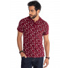 Camisa Polo Atacado Estampada Masculina Revanche Skull Vinho Frente