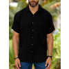 Camisa Viscose Atacado Masculina Revanche Portel Preto