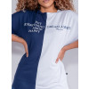 Camiseta Atacado Ampla Feminina Revanche Lulu Azul Marinho Detalhe Frente