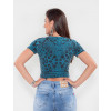 Camiseta Atacado Animal Print Feminina Revanche Cuala Azul Turquesa Costas