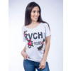 Camiseta Atacado Bordado de Flor Feminina Revanche Urbanitas Branca Frente