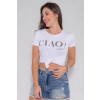 Camiseta Atacado Ciao Feminina Revanche Fifi Branco Frente