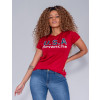 Camiseta Atacado Com Estampa Feminina Revanche Letónia Vermelho Frente