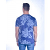Camiseta Atacado com Estampa Floral e Bordado Cachorrinho Comores Azul Marinho Costas