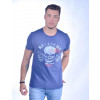 Camiseta Atacado com Estampa Masculino Revanche Cranio Azul Frente