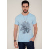 Camiseta Atacado Estampa Silk Masculina Revanche Flower Azul Claro Frente