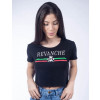 Camiseta Atacado Estampada Cropped Feminina Revanche Italien Preta Frente