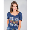 Camiseta Atacado Estampada Feminino Revanche Rock&Roll Azul Marinho Padrão Frente