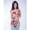Camiseta Atacado Estampada Floral e com Estampa Feminina Revanche Jewel Coral Frente