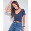 Camiseta Atacado Feminina Revanche Ivonna Azul Marinho Frente