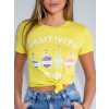 Camiseta Atacado Feminina Revanche Vivi Amarelo Detalhe Frente