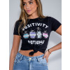 Camiseta Atacado Feminina Revanche Vivi Preto Detalhe Frente