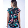 Camiseta Atacado Floral com Estampa Feminina Revanche Modele Preta Costas