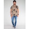 Camiseta Atacado Floral Masculina Revanche Egito Bege Look