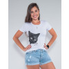 Camiseta Atacado Gato Feminina Revanche Esmée Branco Frente