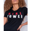 Camiseta Atacado Girl Power Feminina Revanche Therese Preto Detalhe Frente