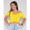 Camiseta Atacado Gola V Feminina Revanche Ellinor Amarelo Frente
