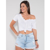 Camiseta Atacado Gola V Feminina Revanche Ellinor Branco Frente