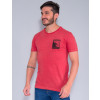 Camiseta Atacado Masculina Revanche Ari Vermelho Detalhe Frente