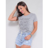 Camiseta Atacado Music Feminina Revanche Hedvige Mescla Lado