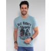 Camiseta Atacado Skull Masculina Revanche Christien Azul Turquesa Frente