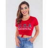 Camiseta Atacado USA Feminina Revanche Jacqueline Vermelho Frente