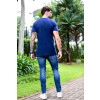 Camiseta Básica Bordada Atacado Masculino Revanche Brenes Azul Marinho