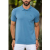 Camiseta Polo Com Elastano Atacado Masculino Revanche Dahod Azul Médio