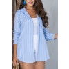Chemise listrada com bolso atacado feminina Revanche Axixá Azul