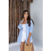 Chemise listrada com bolso atacado feminina Revanche Axixá Azul