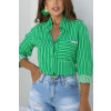 Chemise listrada com bolso atacado feminina Revanche Axixá Verde