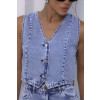 Colete Jeans Com Recorte Princesa Atacado Feminino Revanche Zapallar Azul
