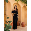 Conjunto Com Blusa Ciganinha e Calça Pantalona Atacado Feminino Revanche Sales Preto