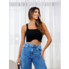 Cropped Com Decote Quadrado e Detalhe De Strass Atacado Feminina Revanche Cabrils Preto