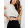 Cropped de tricot com barra personalizada atacado feminina Revanche Valença Off-White