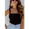 Cropped de tricot com decote quadrado atacado feminina Revanche Utinga Preto