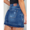  Saia Jeans Atacado Feminino Revanche Didina Azul Detalhe Costas